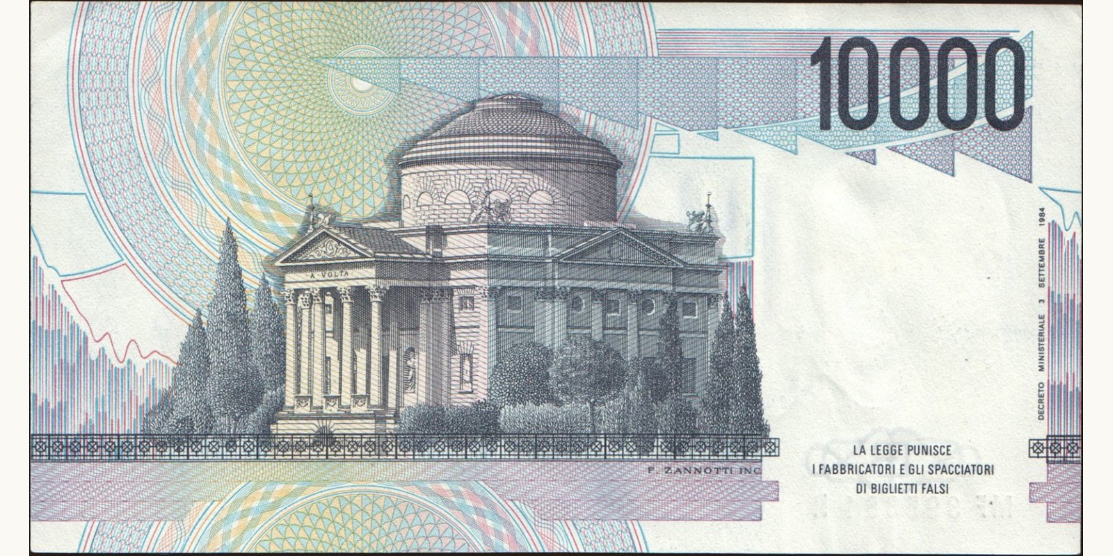 10000 lira Italy 1994 — Back side