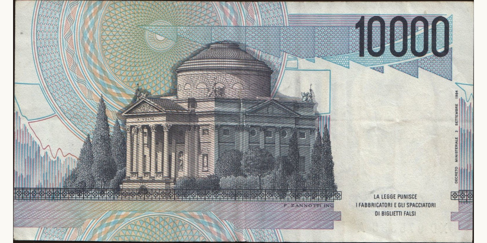 10000 lira Italy 1993 — Back side