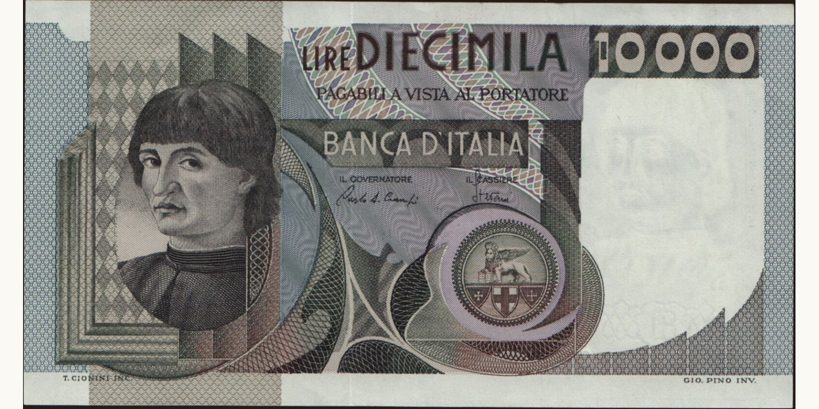 10000 lira Italy 1980 — Front side
