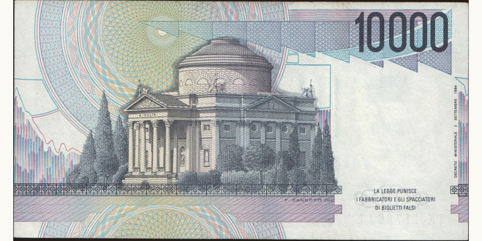 10000 lira Италия 1998 — Оборотная сторона