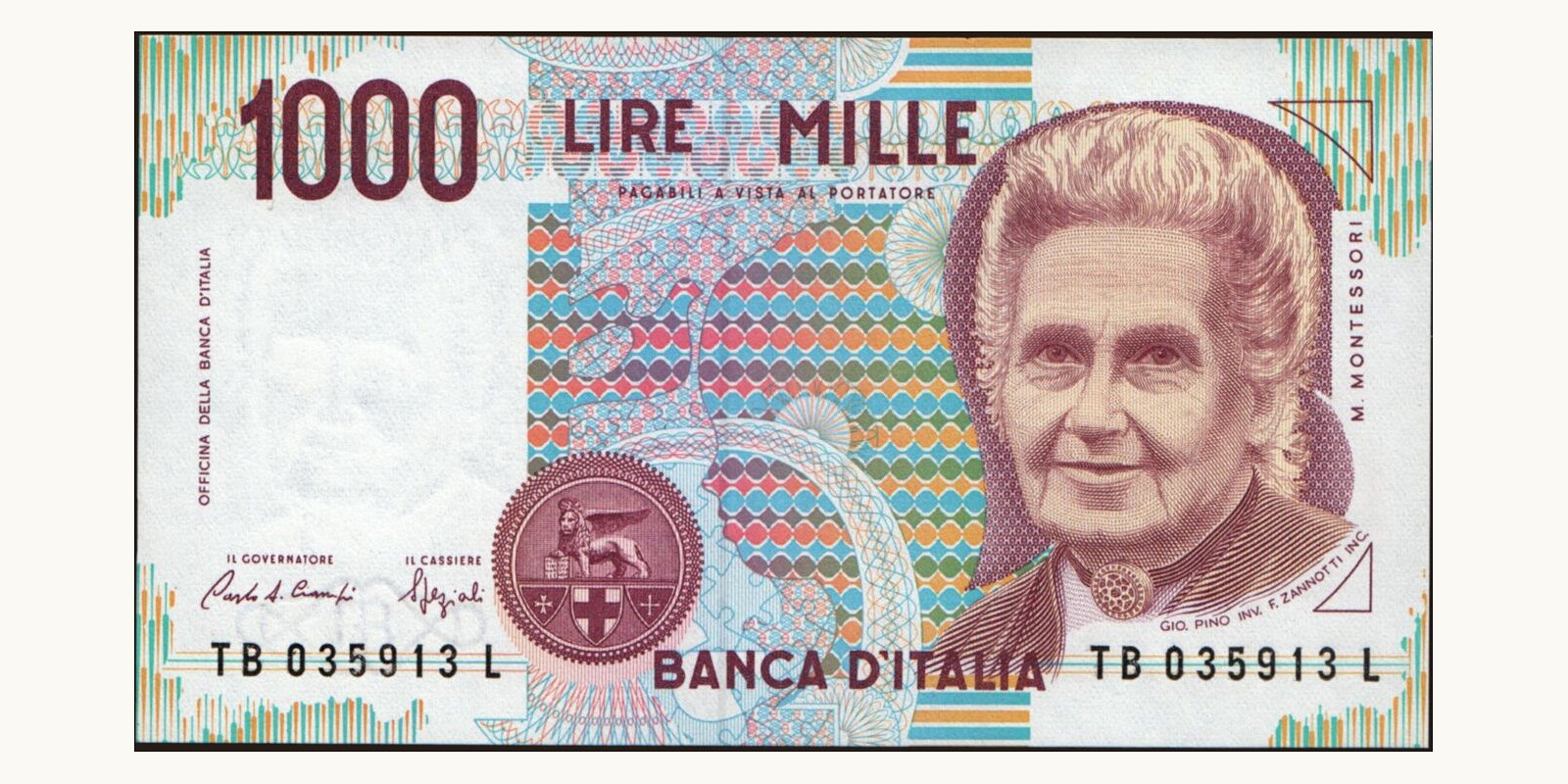 1000 lira Italy 1991 — Front side