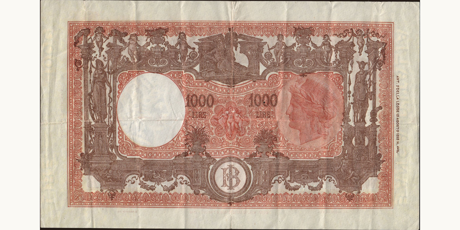1000 lira Италия 1946 — Оборотная сторона