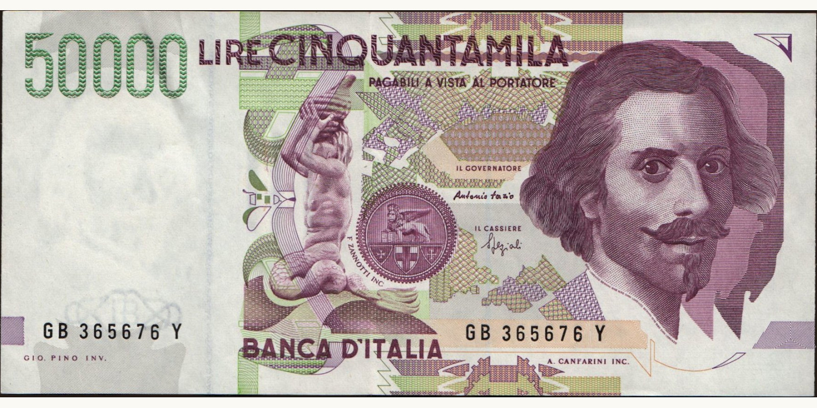 50000 lira Italy 1992 — Front side