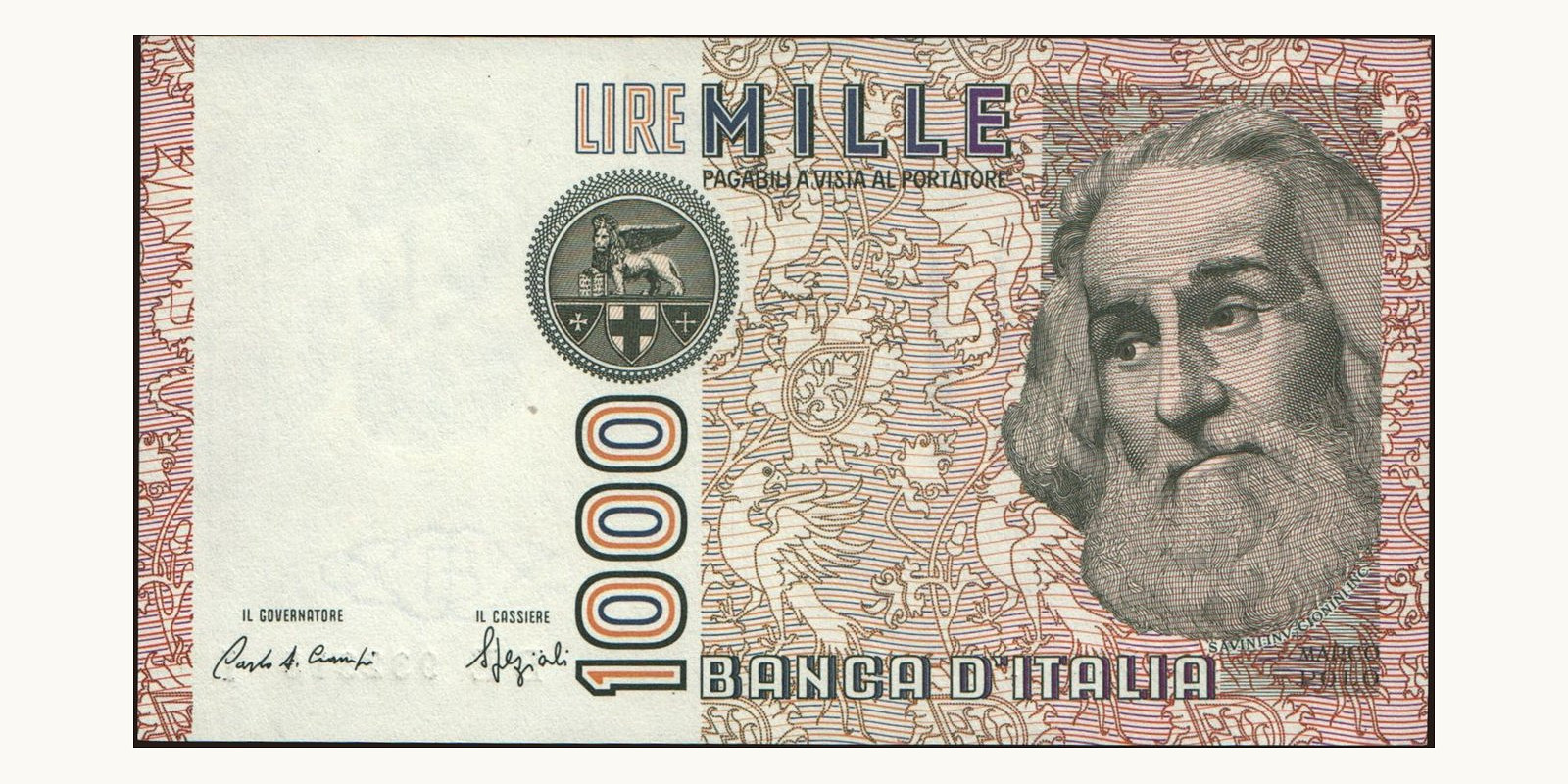 1000 lira Italy 1988 — Front side