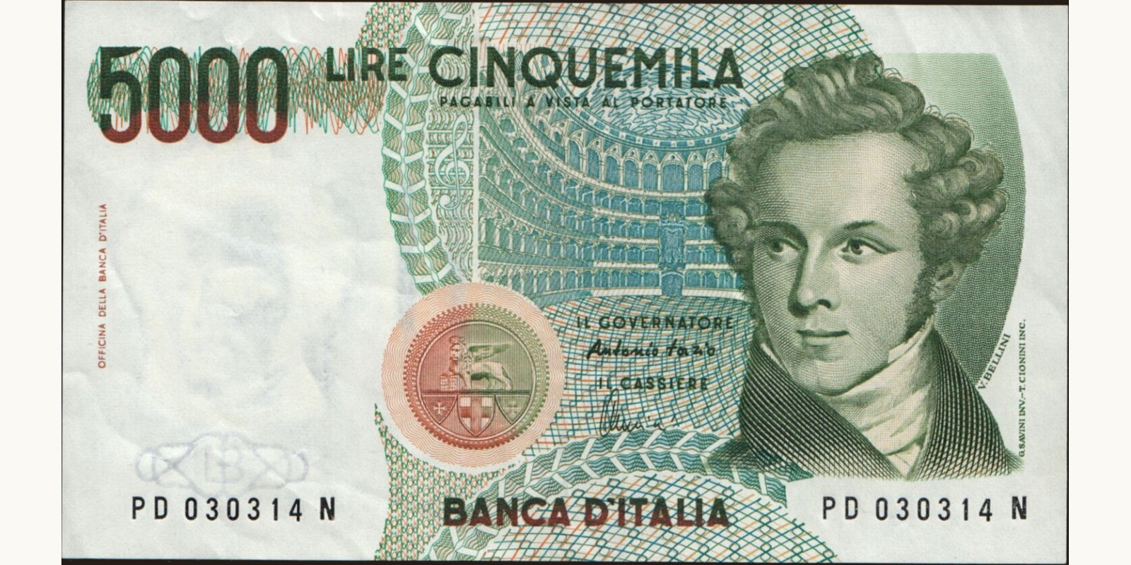 5000 lira Italy 1996 — Front side