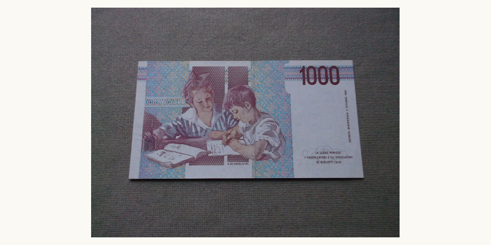 1000 lira Италия 1998 — Оборотная сторона