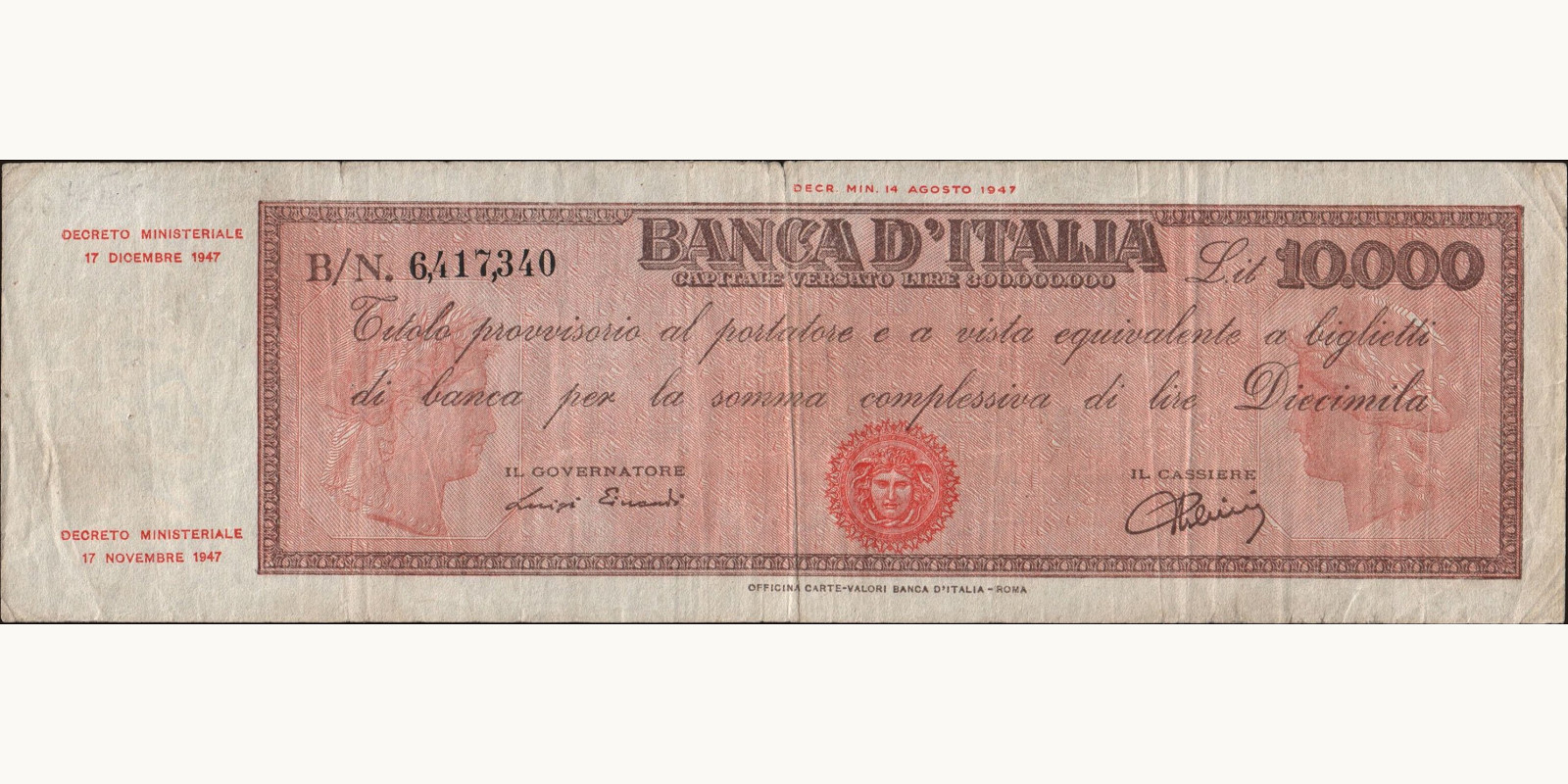 10000 lira 1947