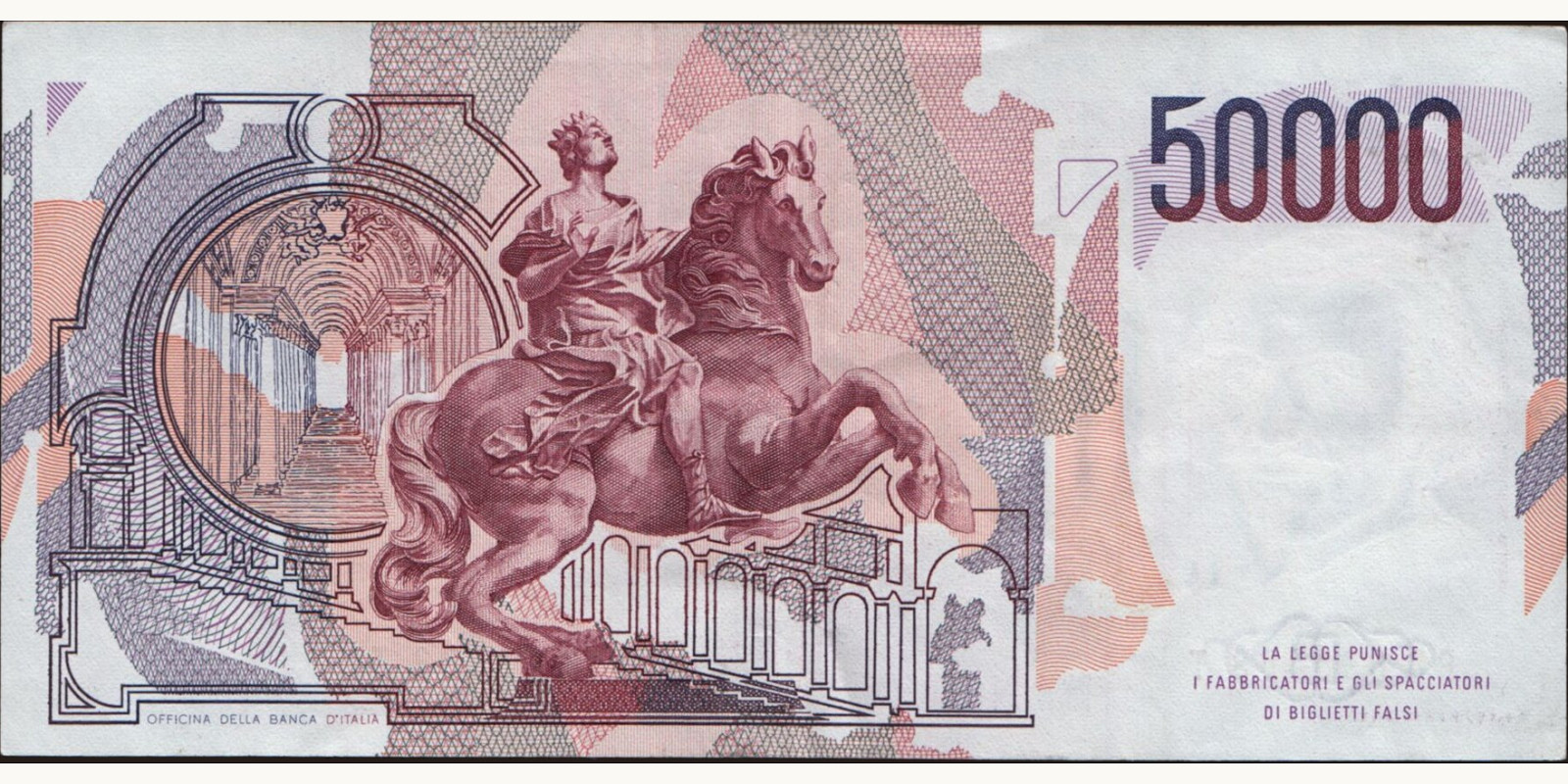 50000 lira Italy 1985 — Back side