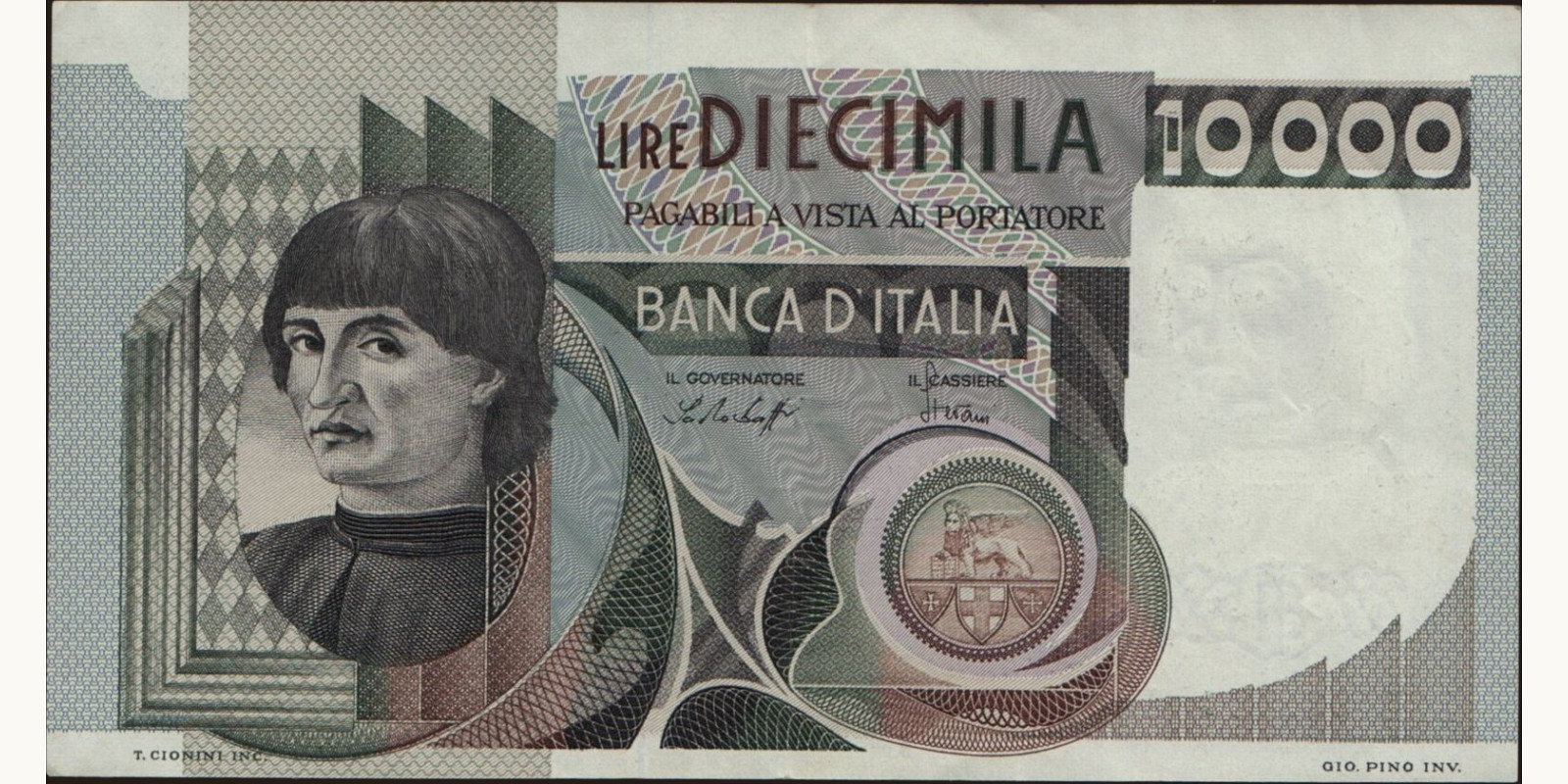 10000 lira Italy 1978 — Front side