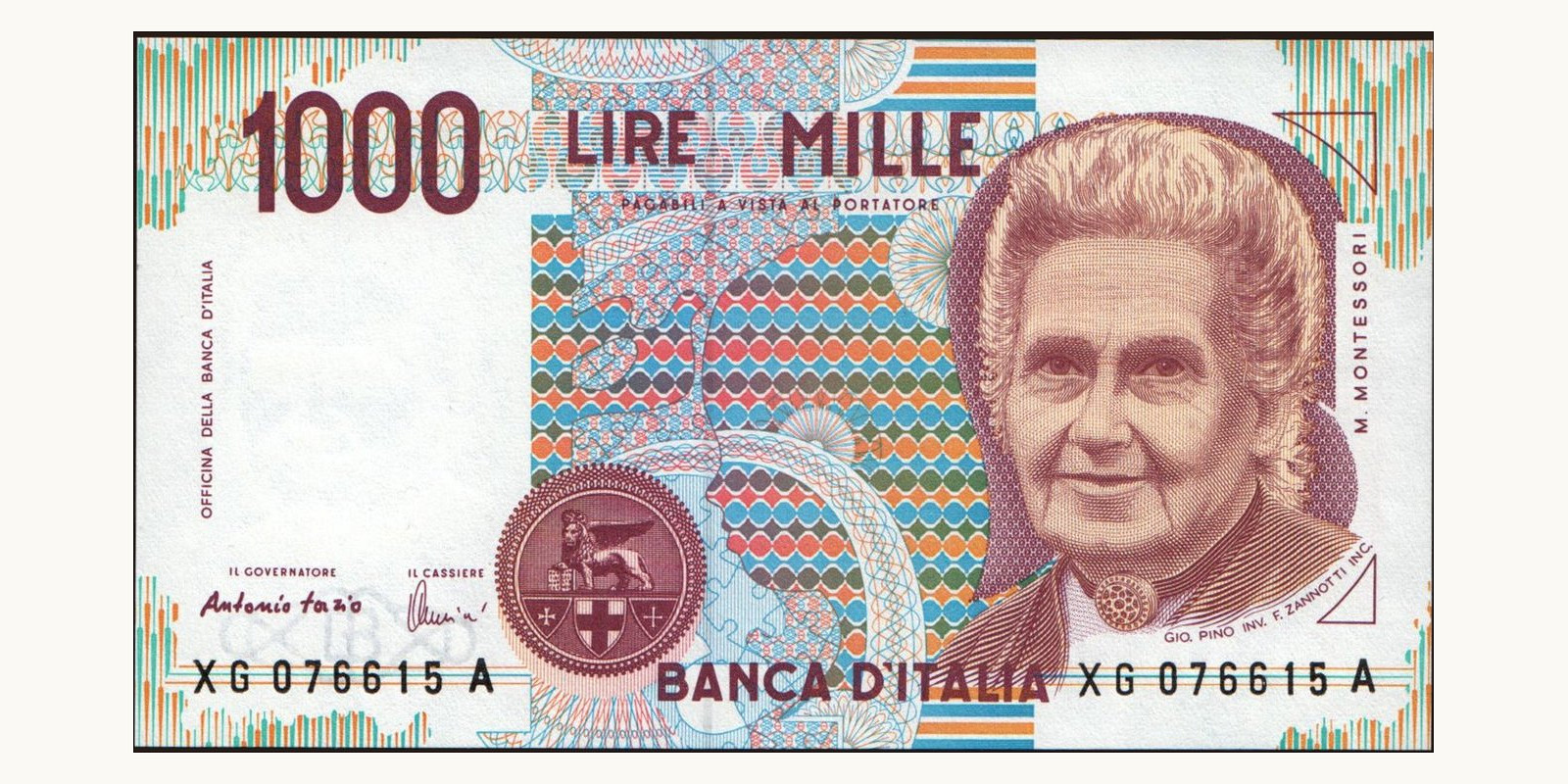1000 lira Италия 1999 — Лицевая сторона