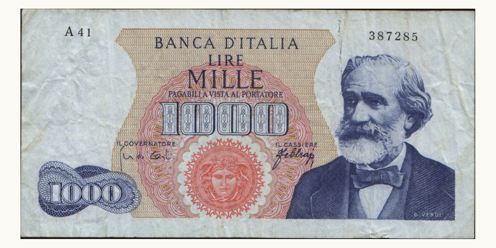 1000 lira Italy 1966 — Front side