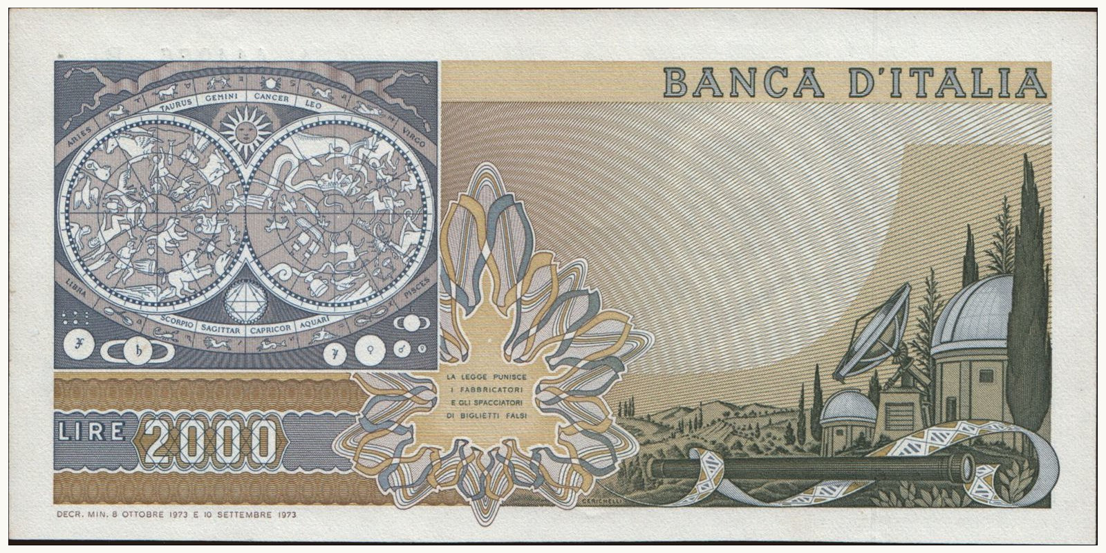 1973 lira Italy 2000 — Back side