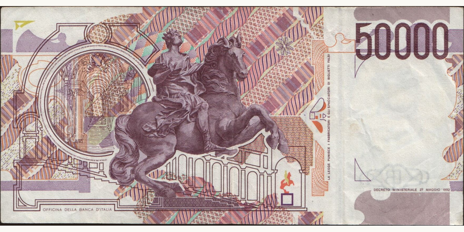 50000 lira Italy 1995 — Back side