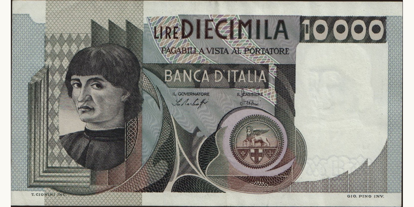 10000 lira Italy 1976 — Front side