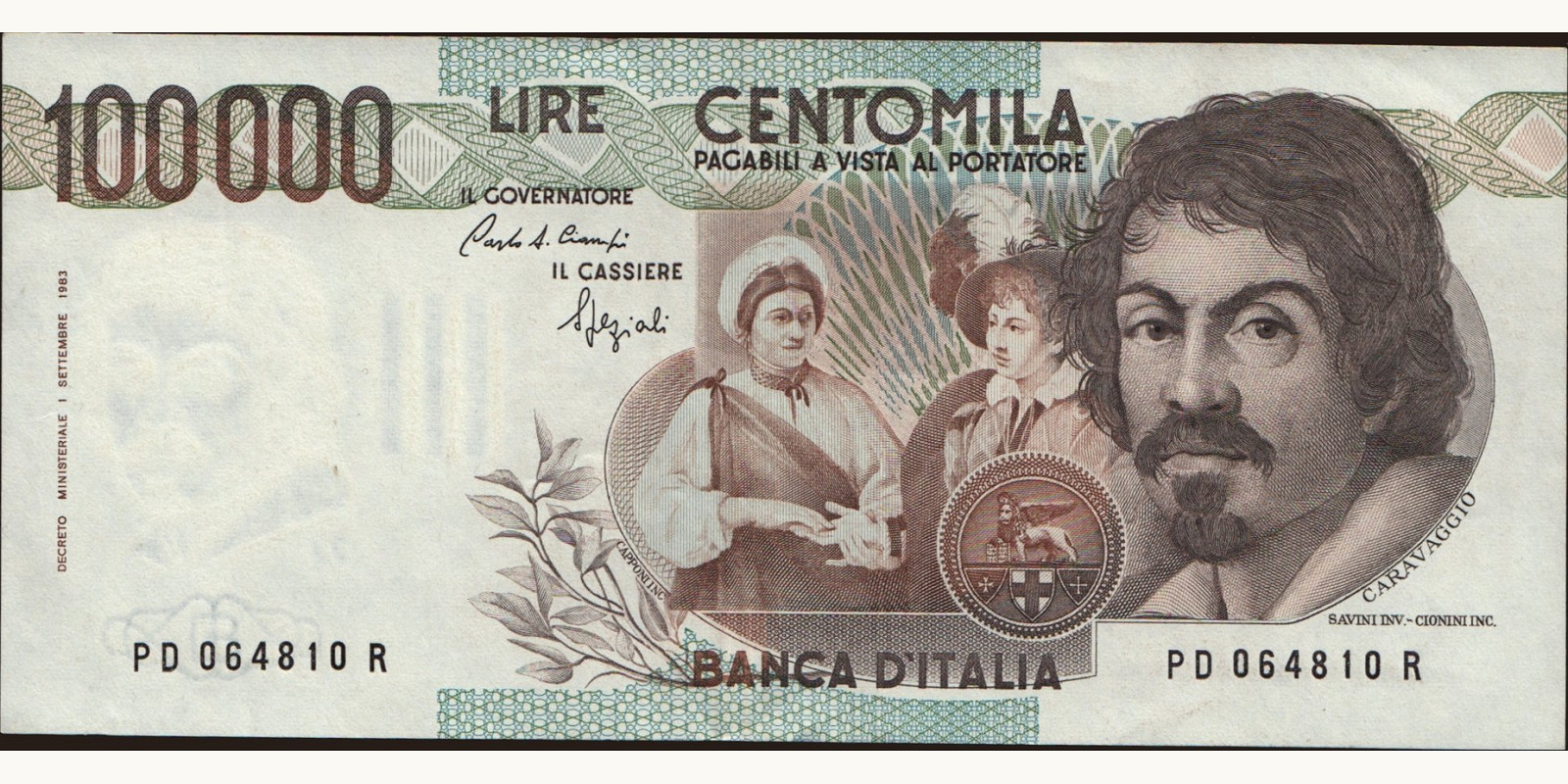 100000 lira Italy 1990 — Front side