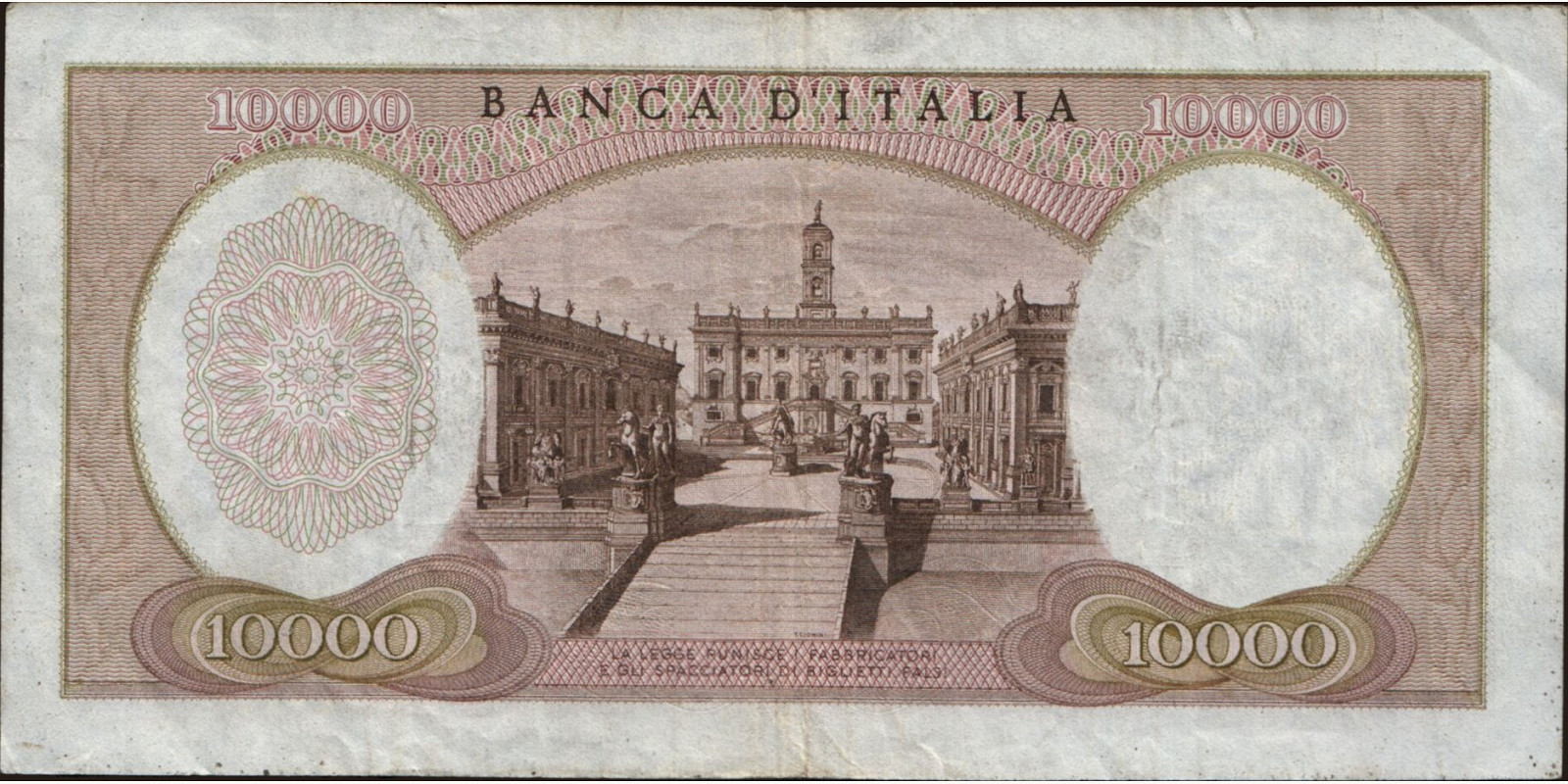 10000 lira Италия 1964 — Оборотная сторона