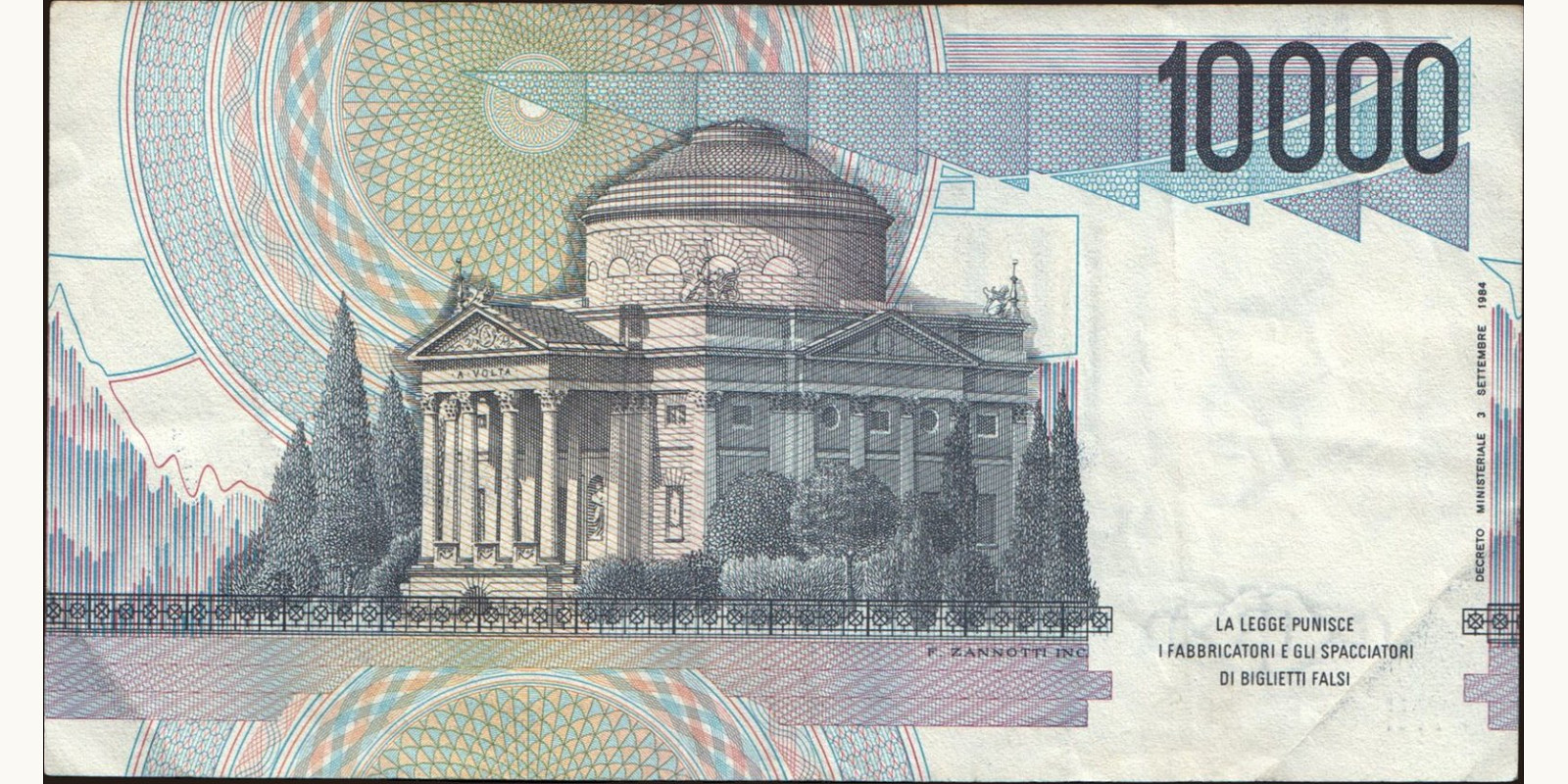 10000 lira Italy 1997 — Back side
