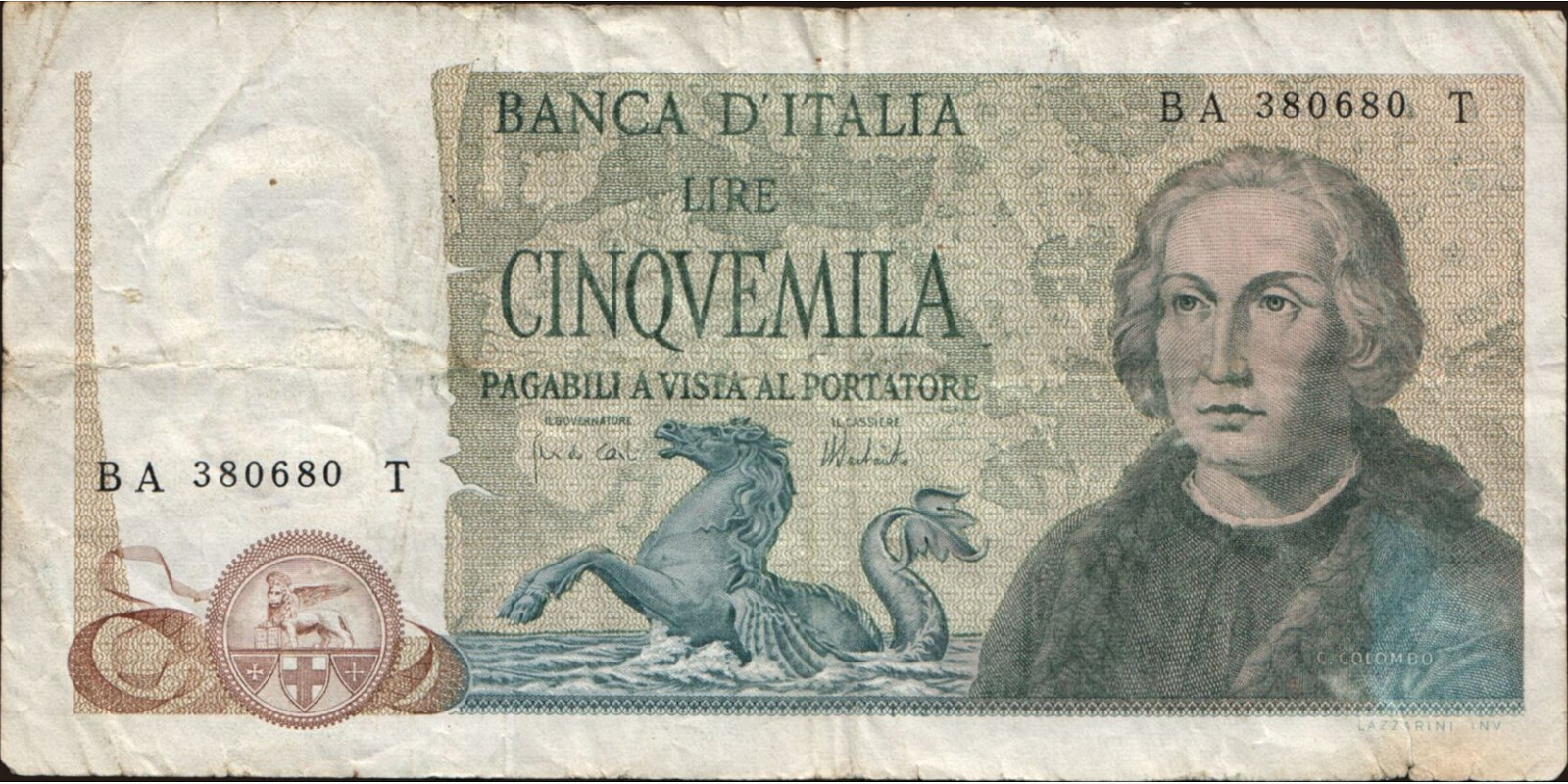 5000 lira Italy 1973 — Front side