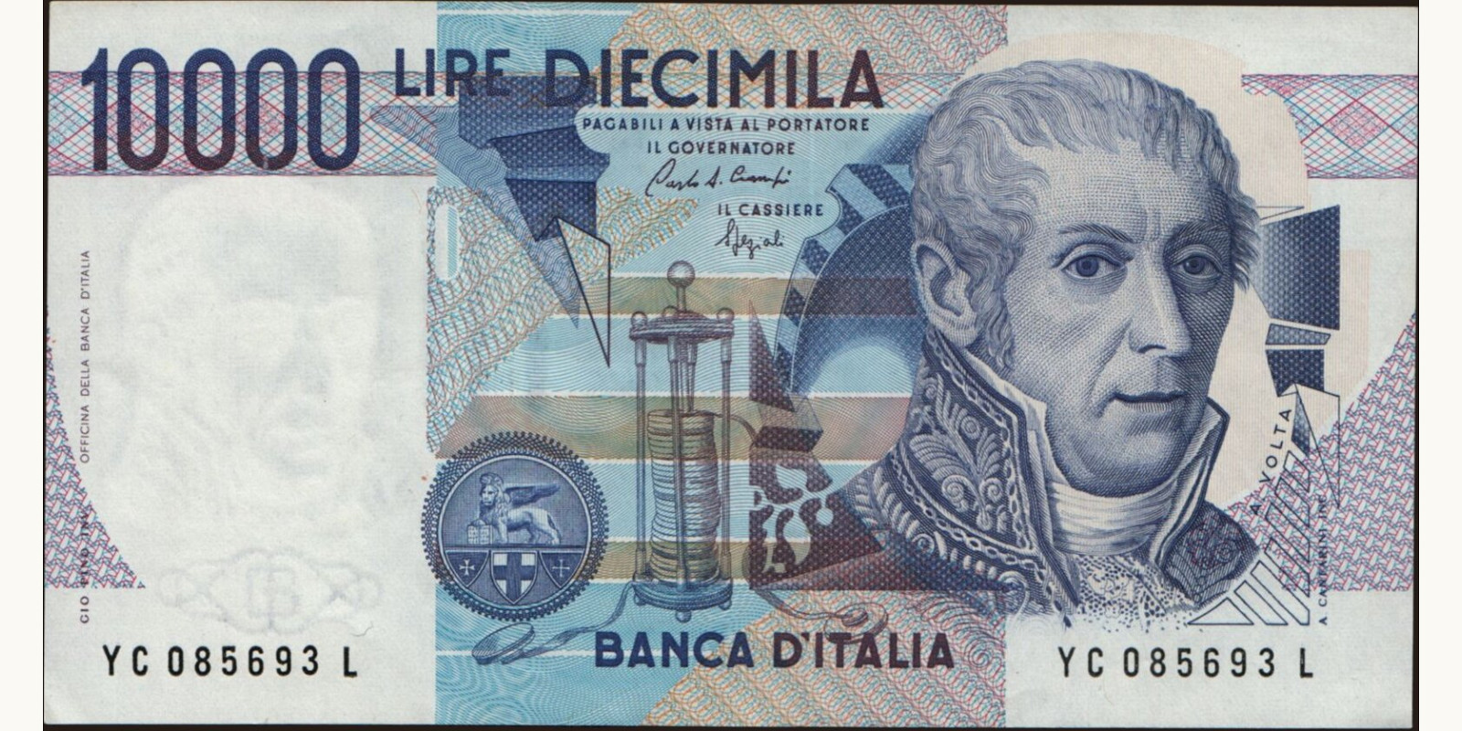 10000 lira Italy 1988 — Front side