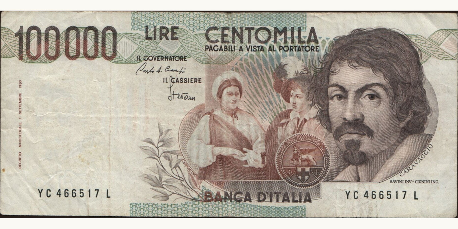 100000 lira Italy 1986 — Front side