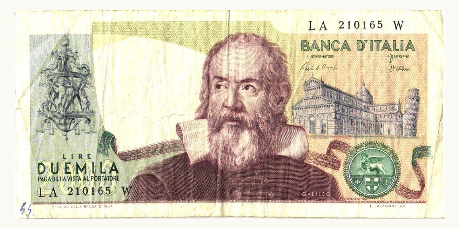 2000 lire Italy 1973 — Front side