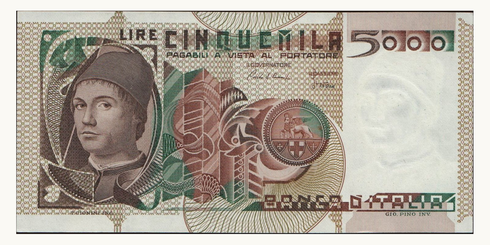 5000 lira Italy 1983 — Front side
