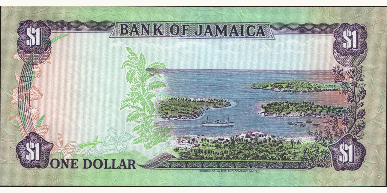 1 dollars Ямайка 1990 — Оборотная сторона