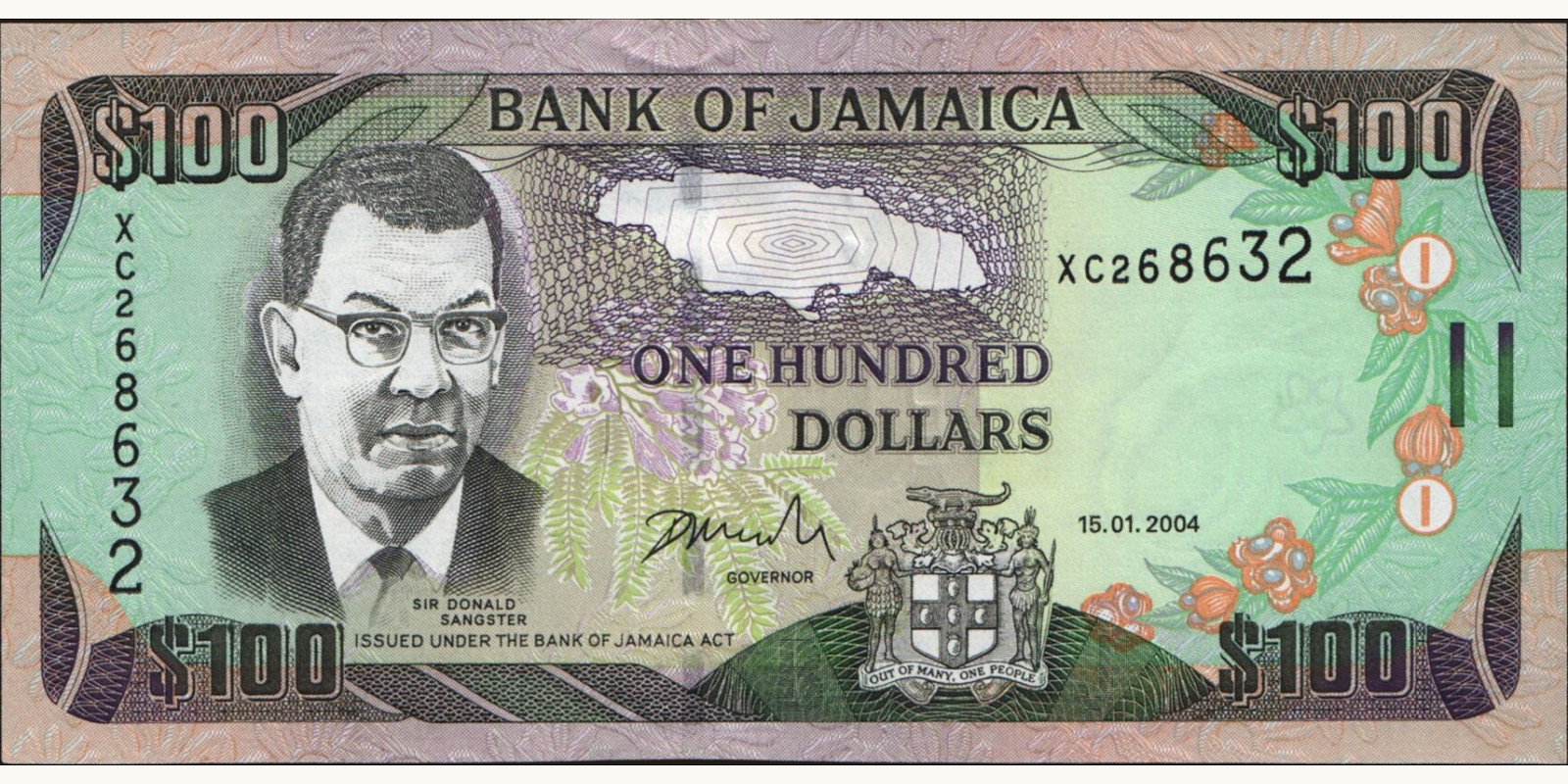 100 dollars Jamaica 2004 — Front side