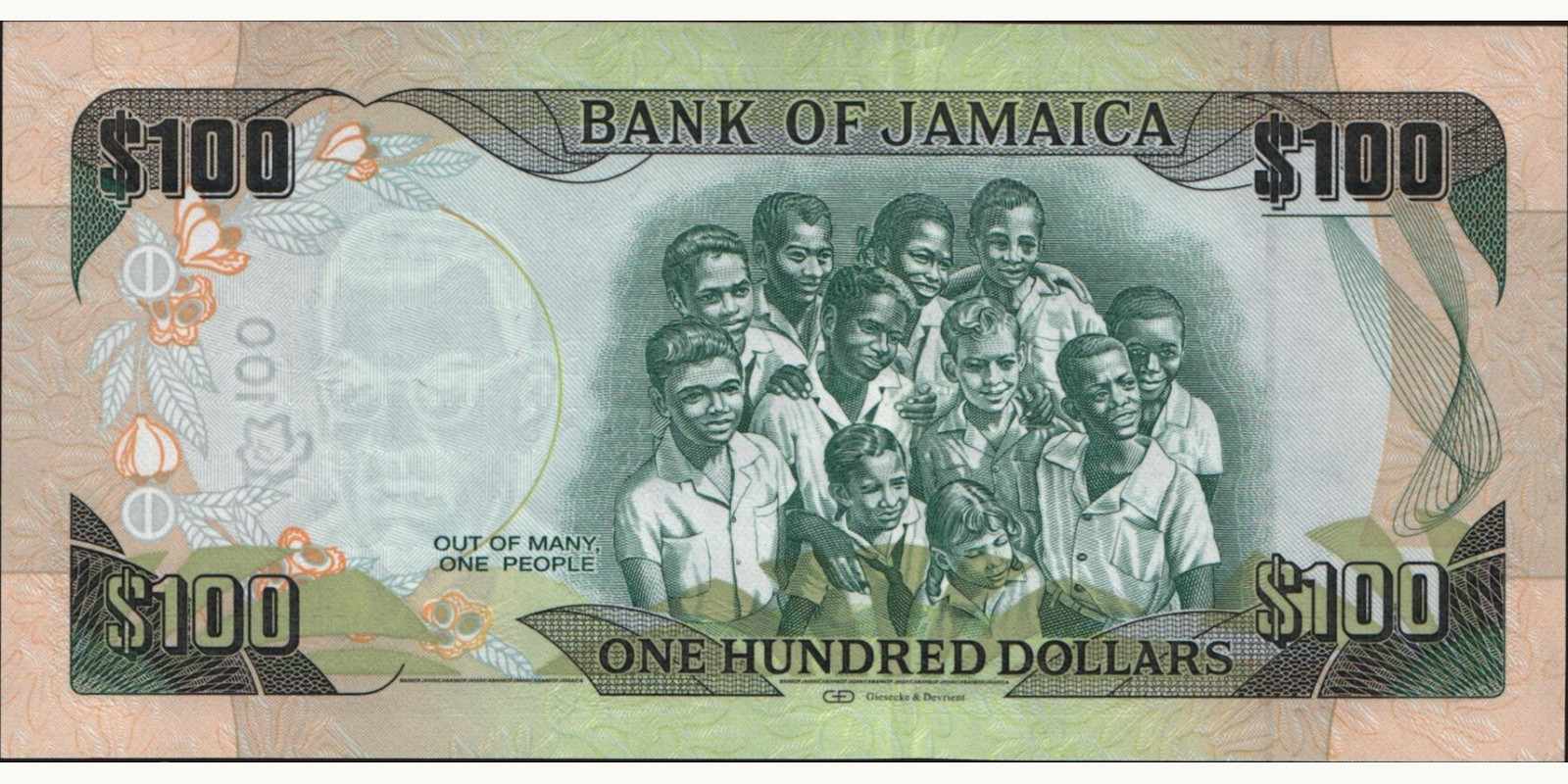 100 dollars Jamaica 2012 — Back side