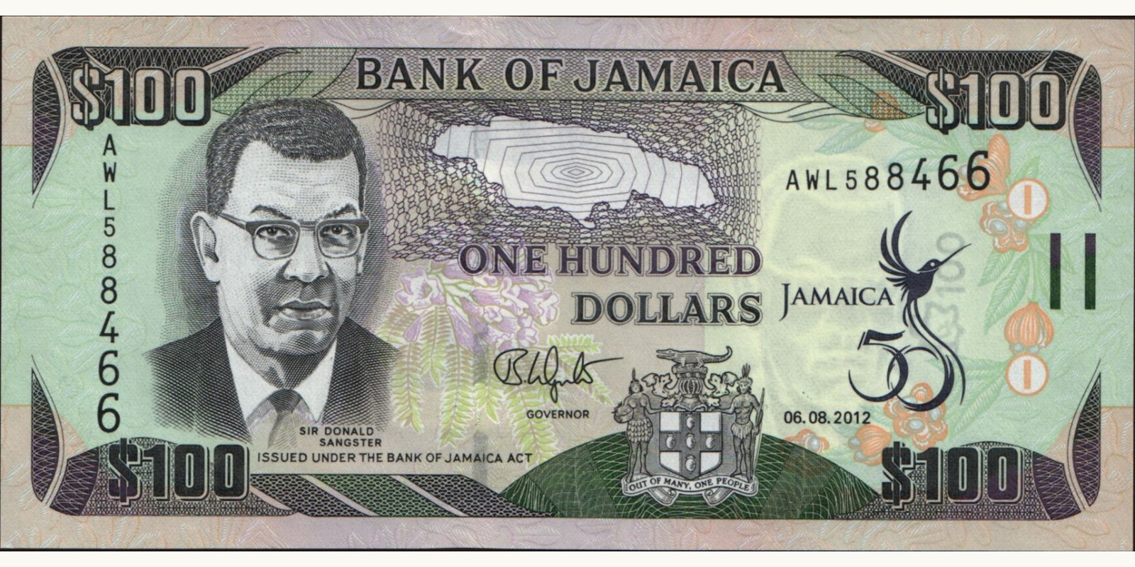 100 dollars Jamaica 2012 — Front side