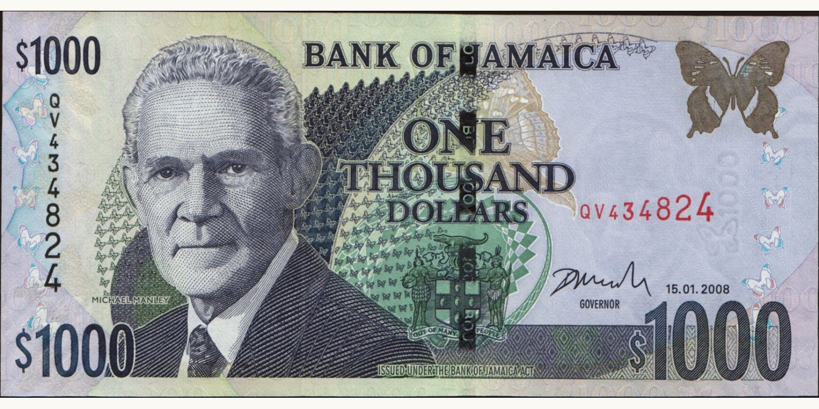 1000 dollars Ямайка 2008 — Лицевая сторона