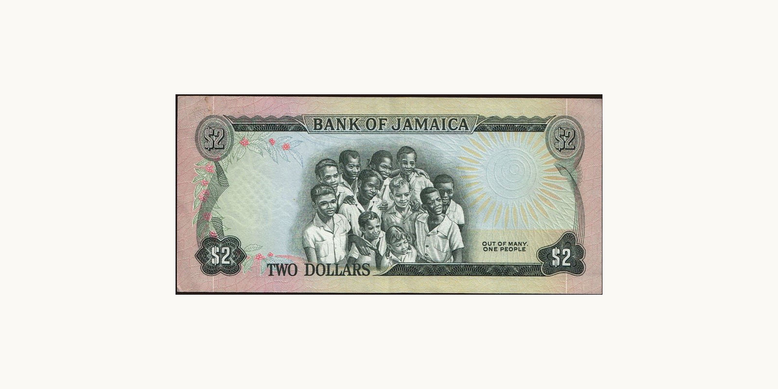 2 dollars Jamaica 1970 — Back side