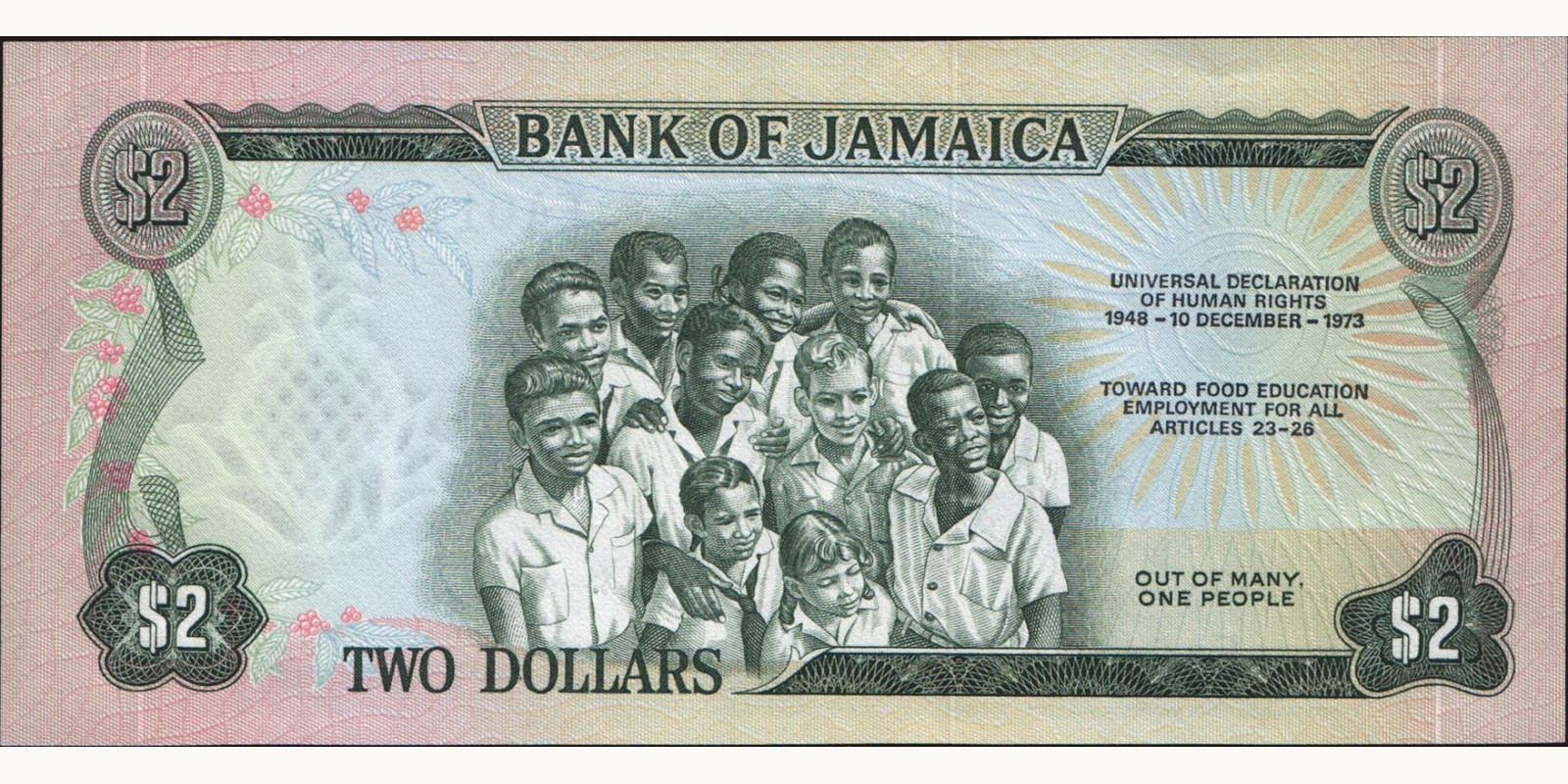 2 dollars Ямайка 1973 — Оборотная сторона