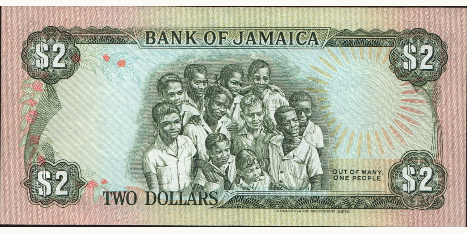 2 dollars Ямайка 1976 — Оборотная сторона