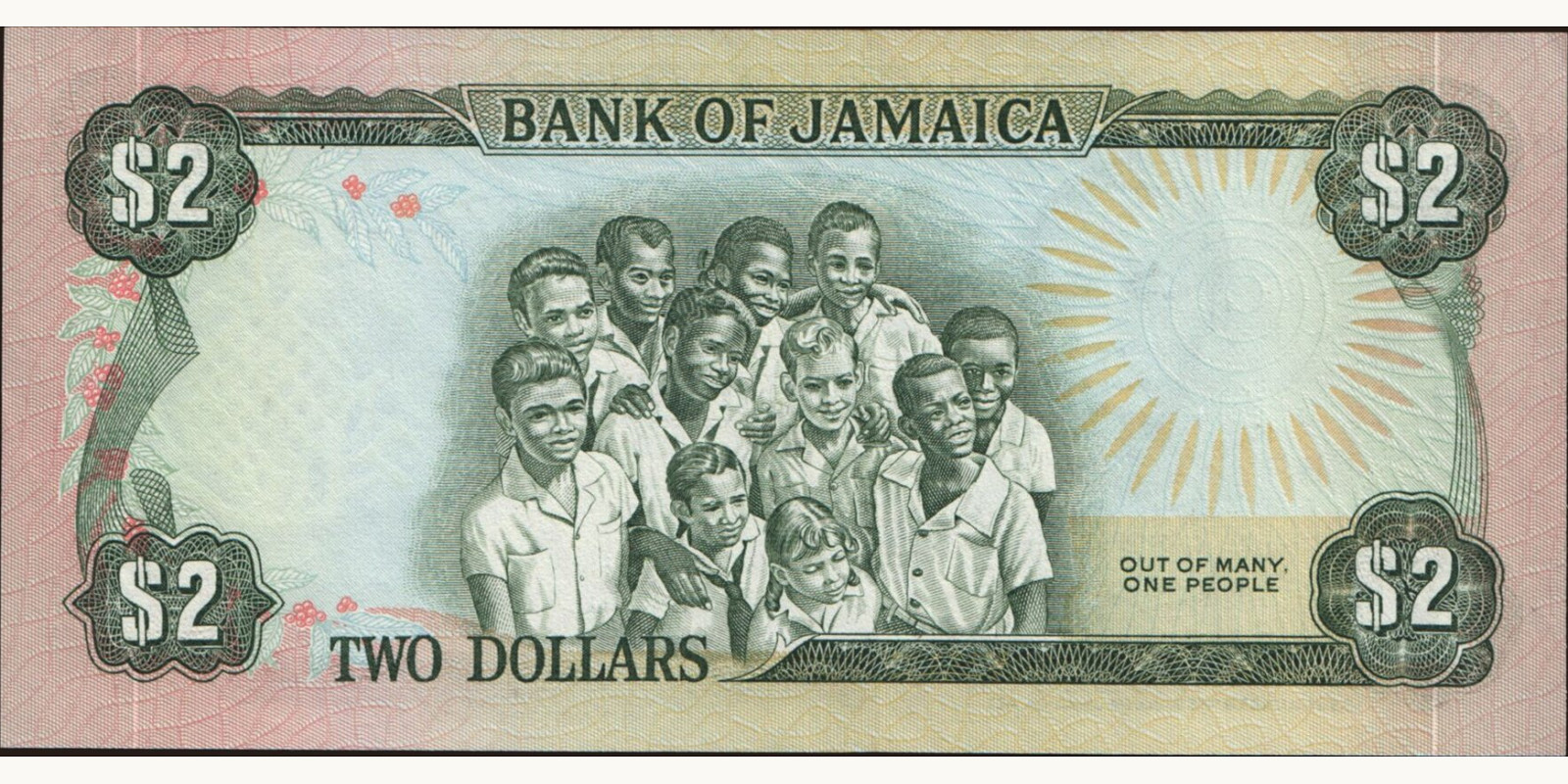 2 dollars Jamaica 1982 — Back side