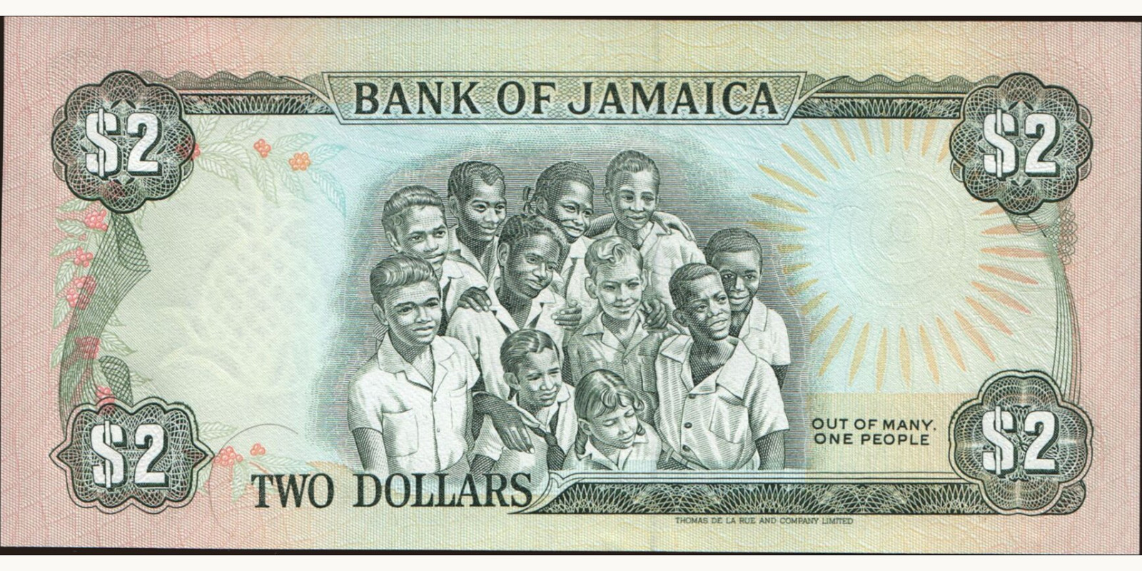 2 dollars Ямайка 1990 — Оборотная сторона