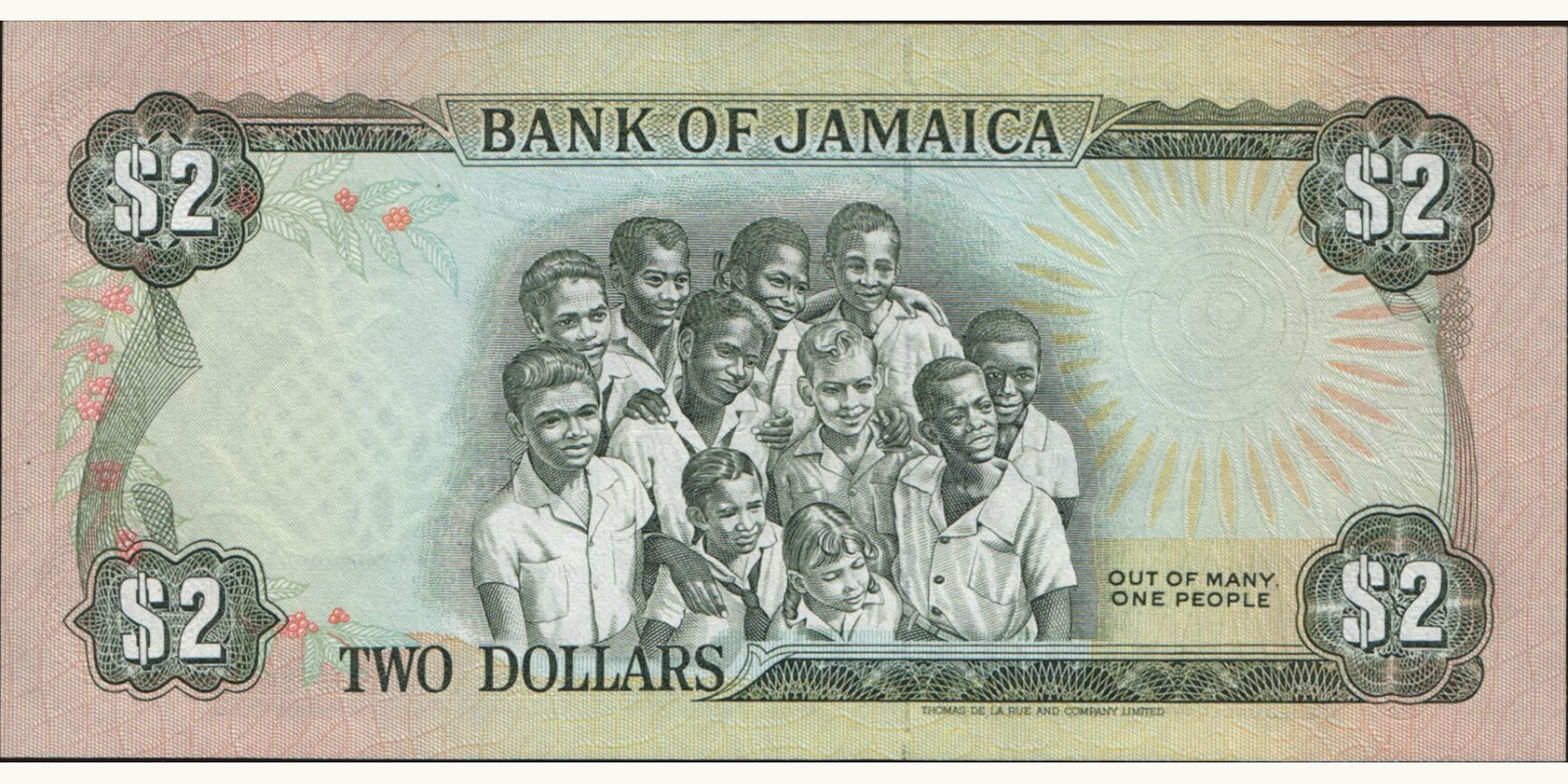 2 dollars Ямайка 1992 — Оборотная сторона