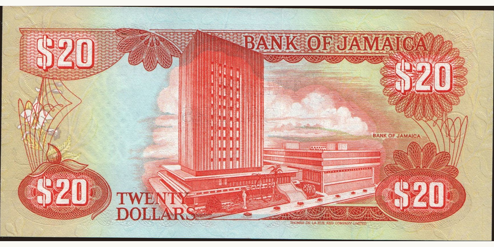 20 dollars Ямайка 1987 — Оборотная сторона