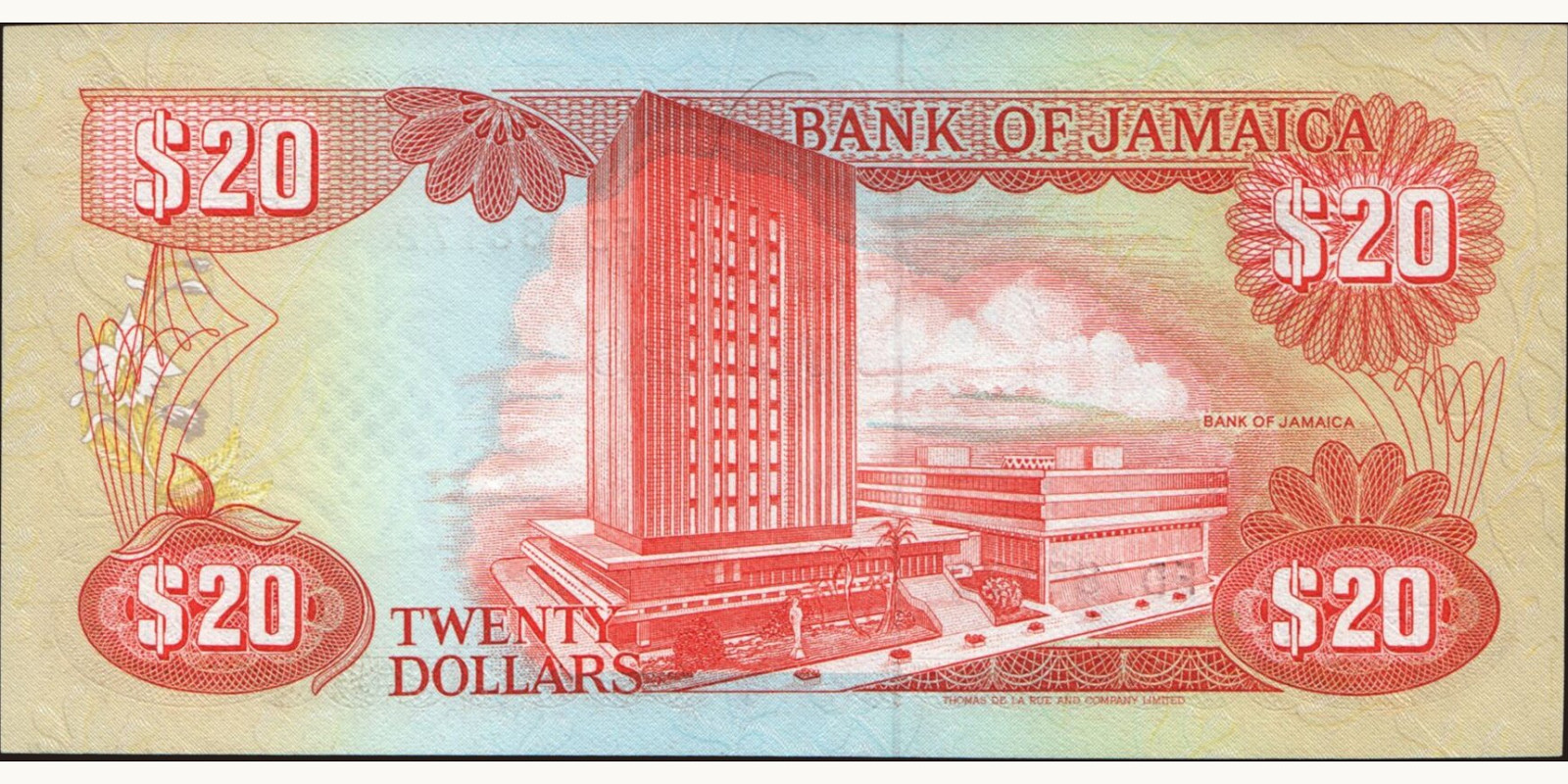 20 dollars Ямайка 1989 — Оборотная сторона