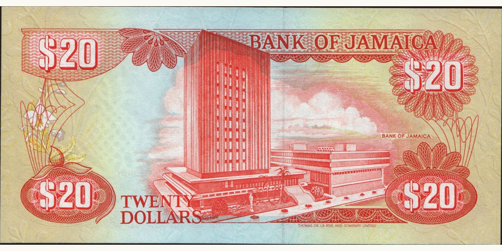 20 dollars Ямайка 1991 — Оборотная сторона