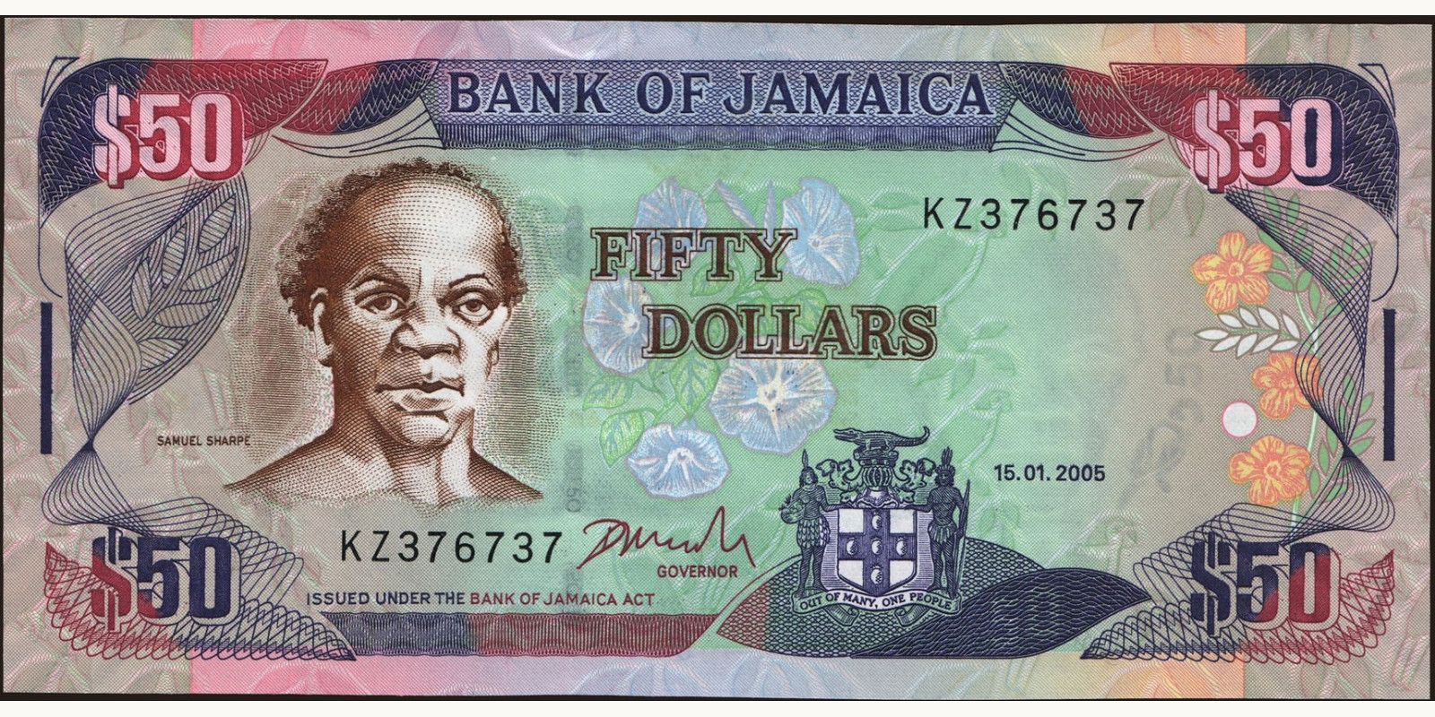 50 dollars Ямайка 2005 — Лицевая сторона