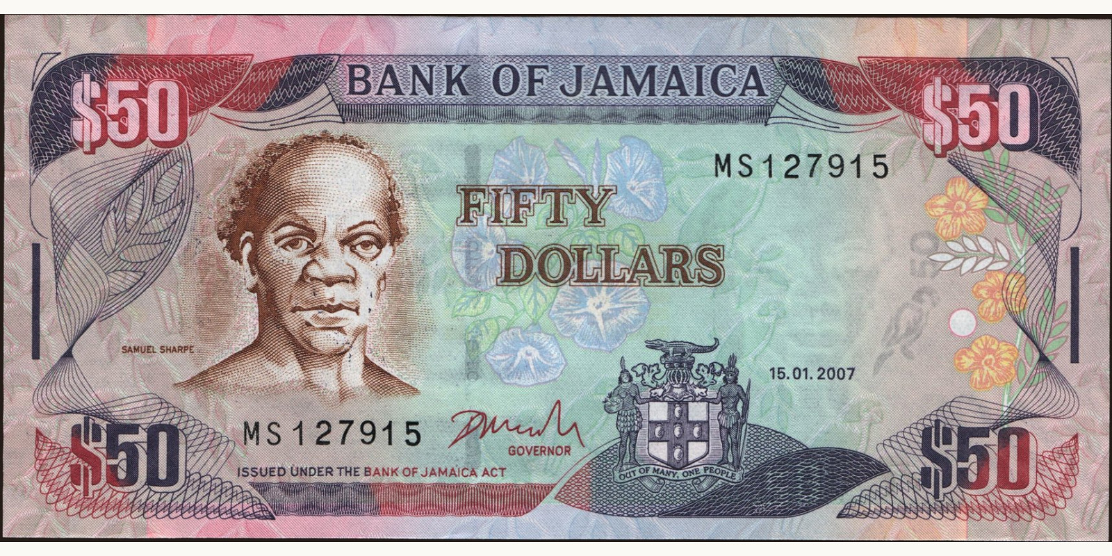 50 dollars Ямайка 2007 — Лицевая сторона