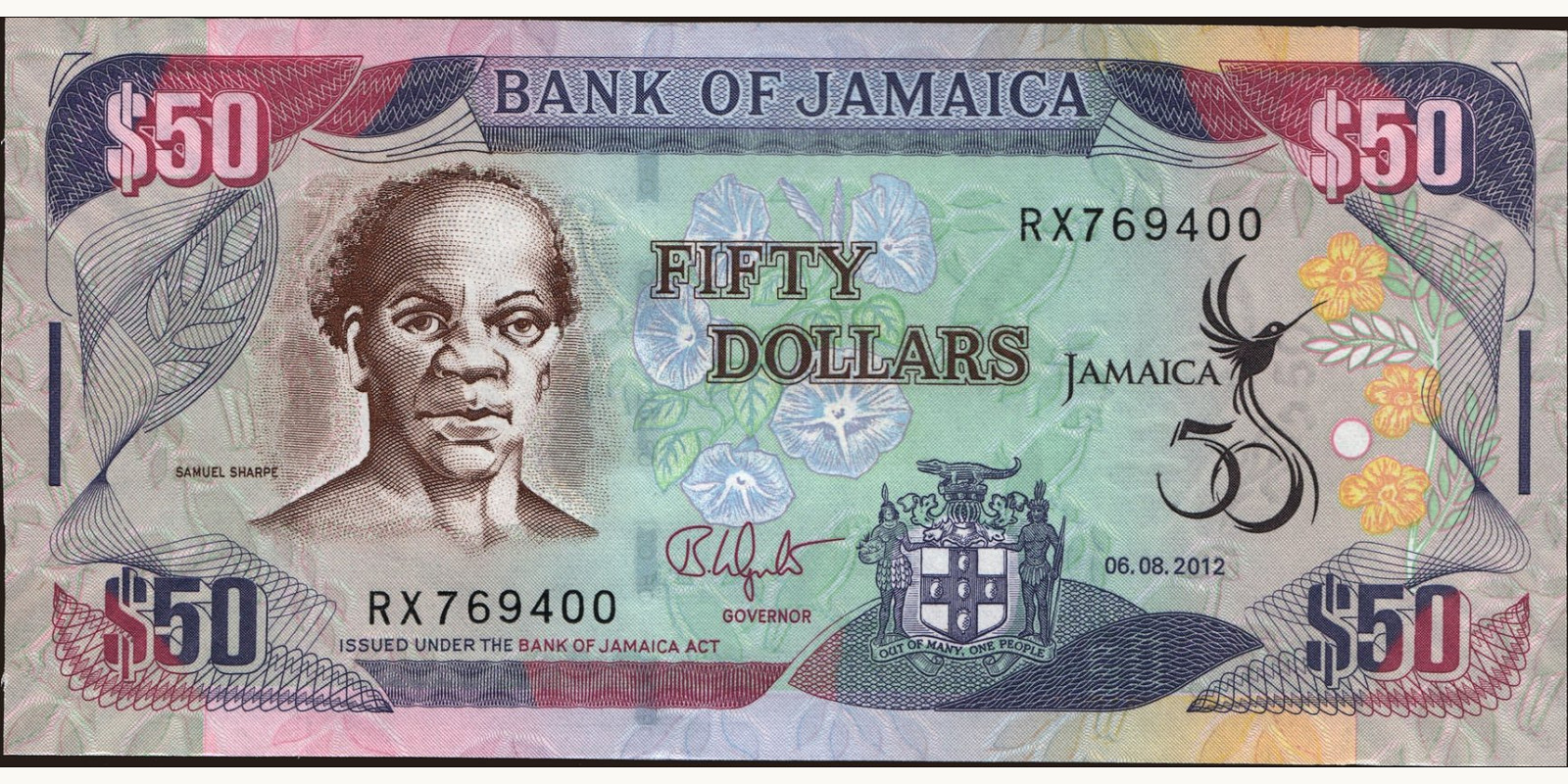 50 dollars Jamaica 2012 — Front side