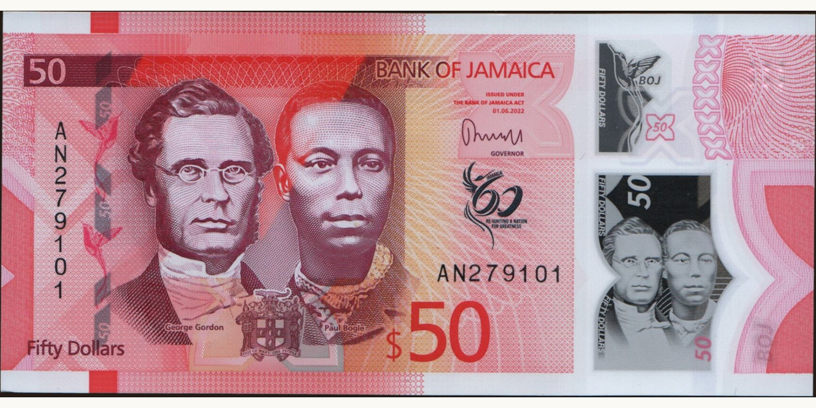50 dollars Ямайка 2022 — Лицевая сторона