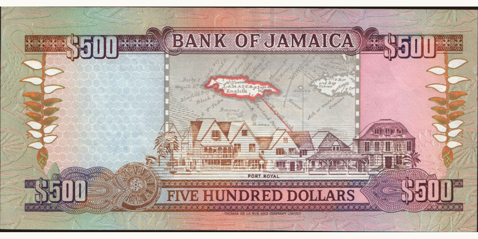 500 dollars Ямайка 1994 — Оборотная сторона