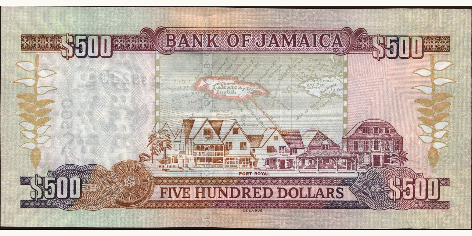 500 dollars Ямайка 2008 — Оборотная сторона