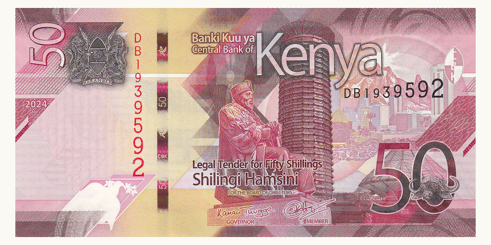 50 shilling Kenya 2024 — Front side