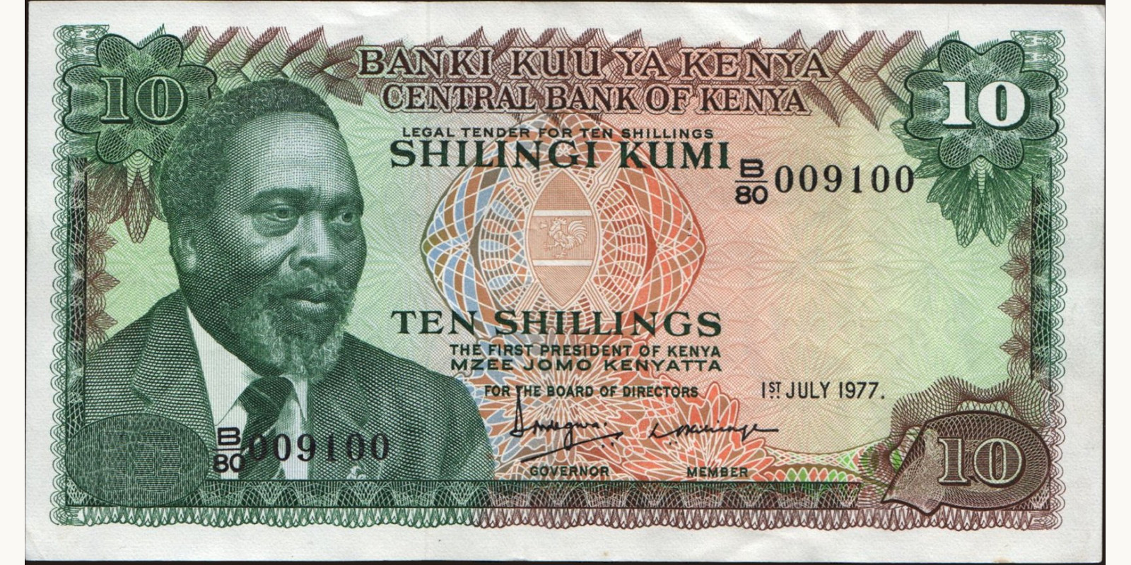 10 shilling Kenya 1977 — Front side