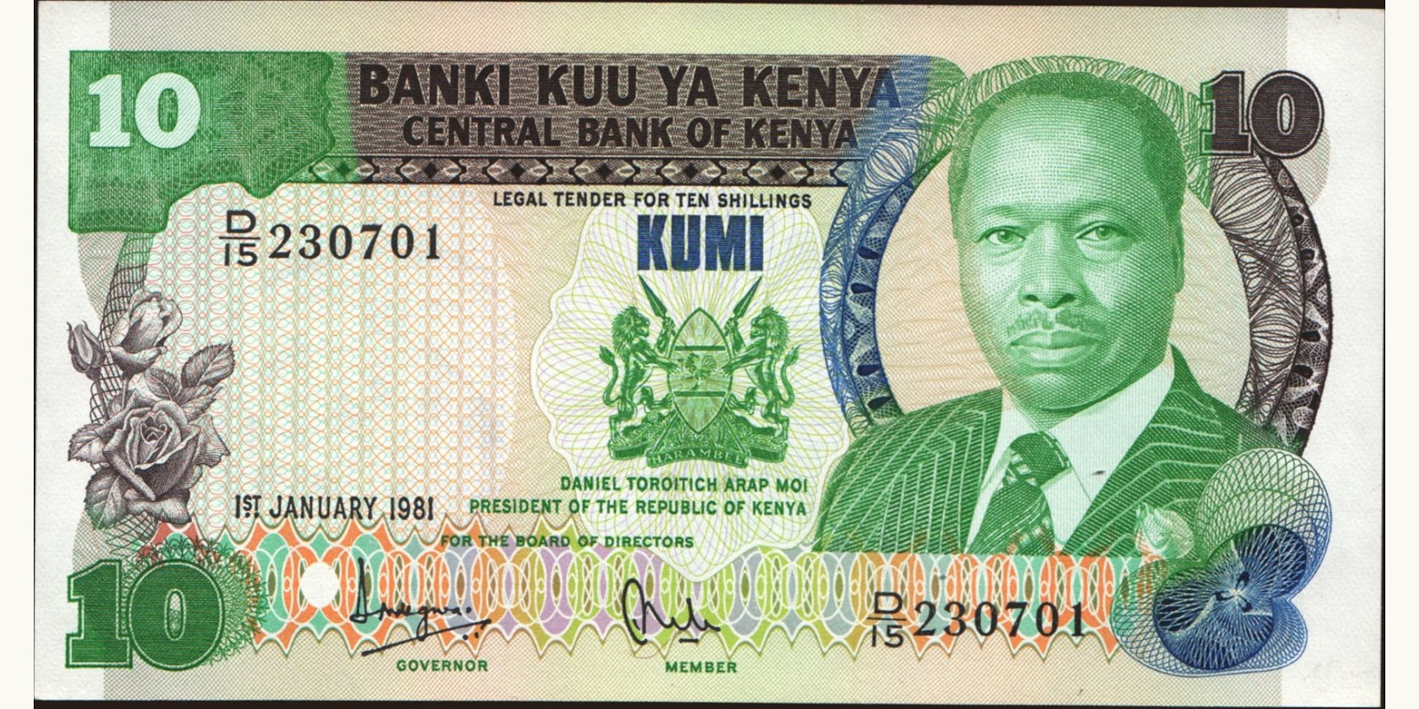 10 shilling Kenya 1981 — Front side