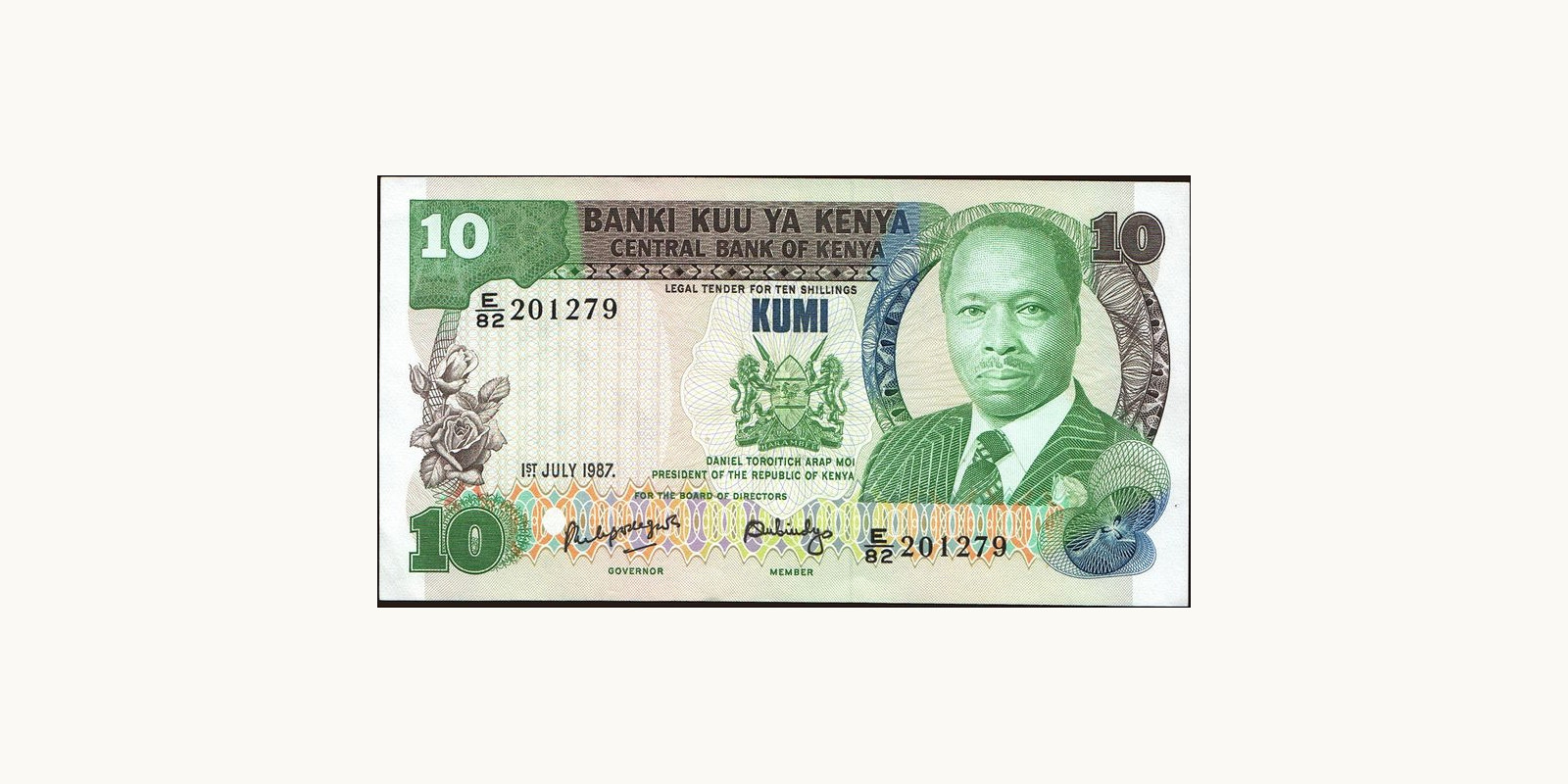 10 shilling Кения 1987 — Лицевая сторона